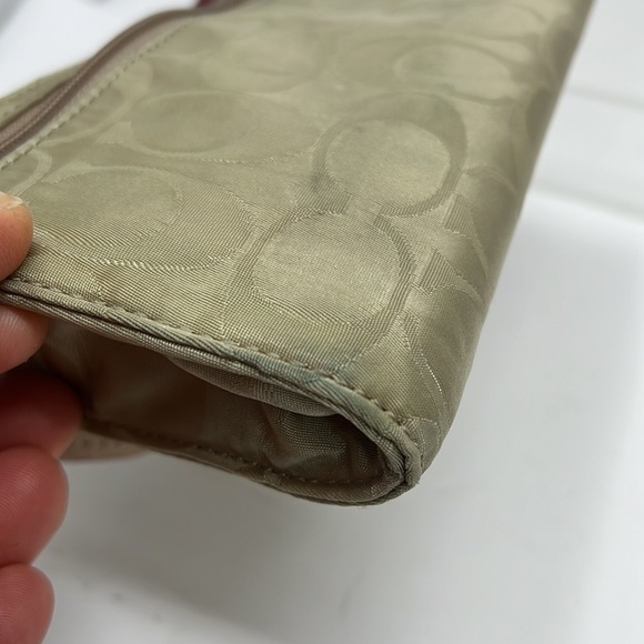 Coach Large Tan Satin Zip Wristlet Wallet - Picture 8 of 9